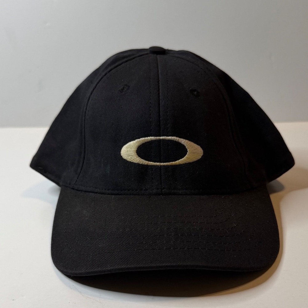 Vintage Oakley Software Snapback Hat Black XYZ Optics USA Made Ellipse Logo Rare